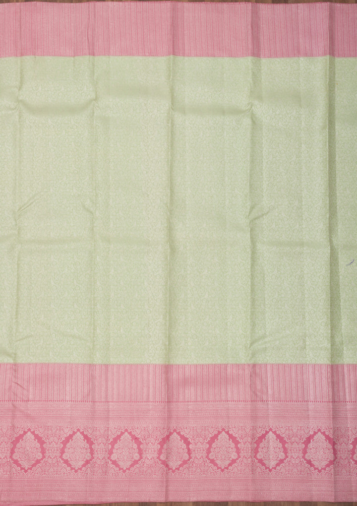 Pista Green Zariwork Pure Silk Saree