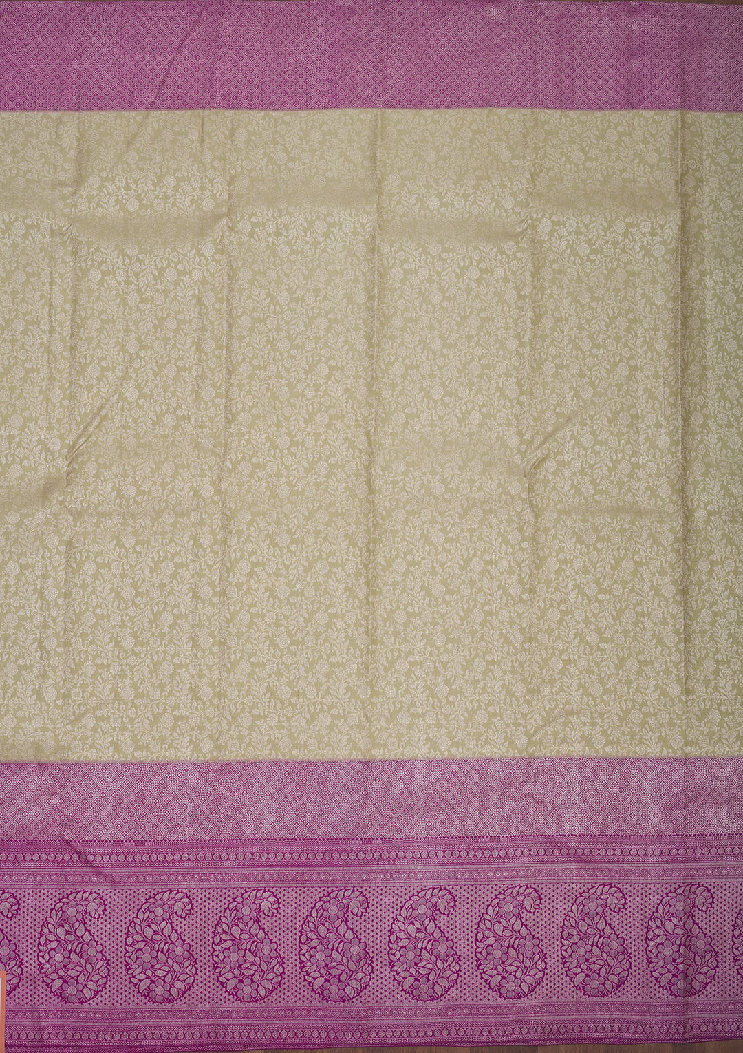 Pista Green Zariwork Pure Silk Saree