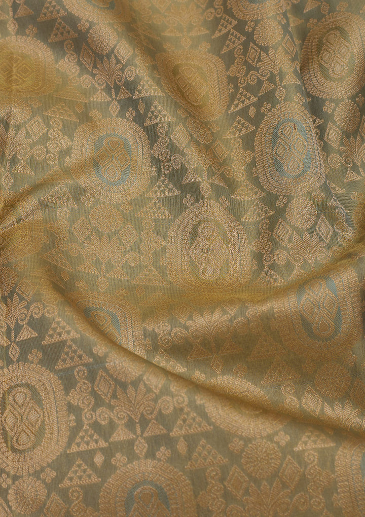 Pista Green Zariwork Pure Silk Saree