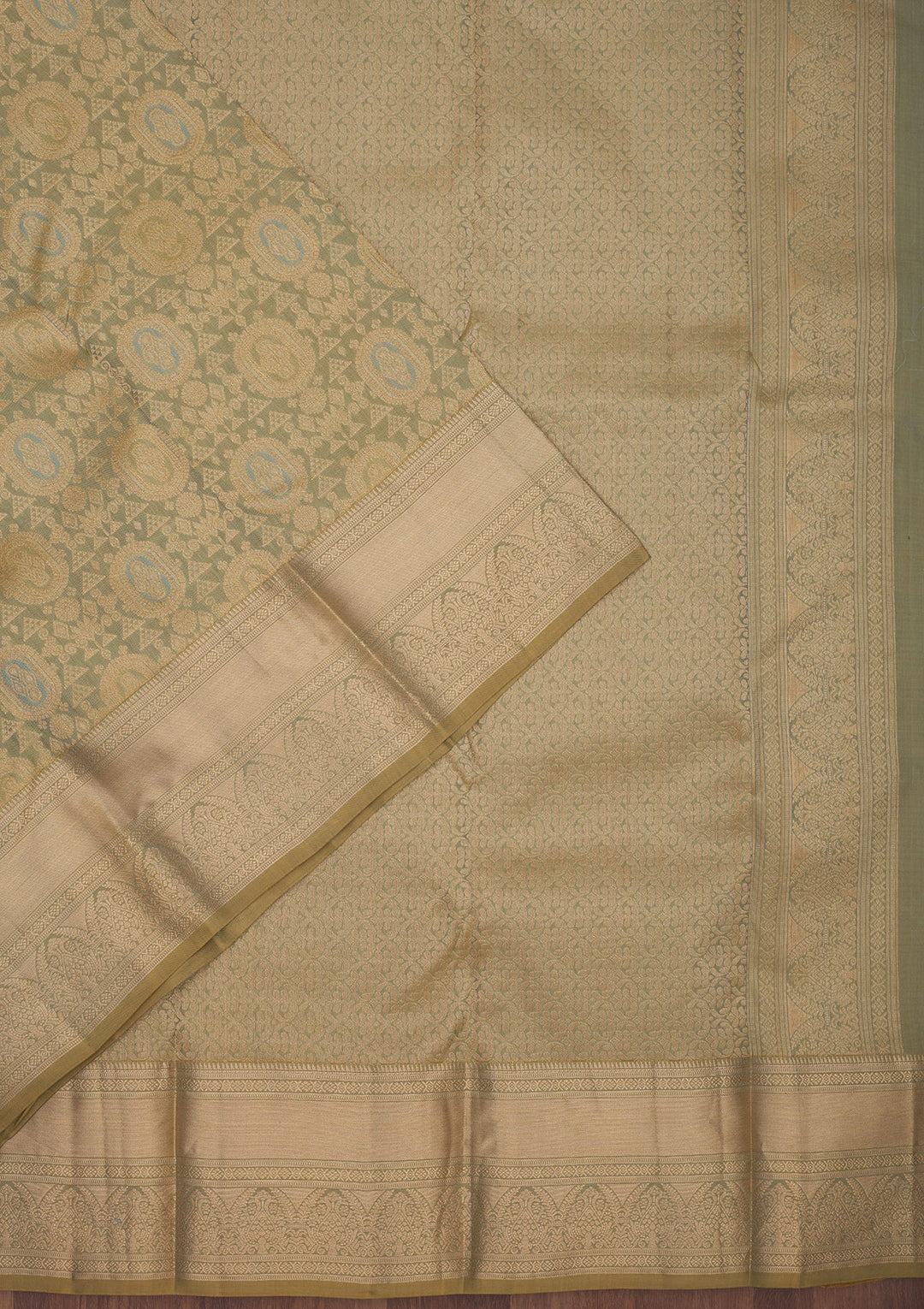 Pista Green Zariwork Pure Silk Saree