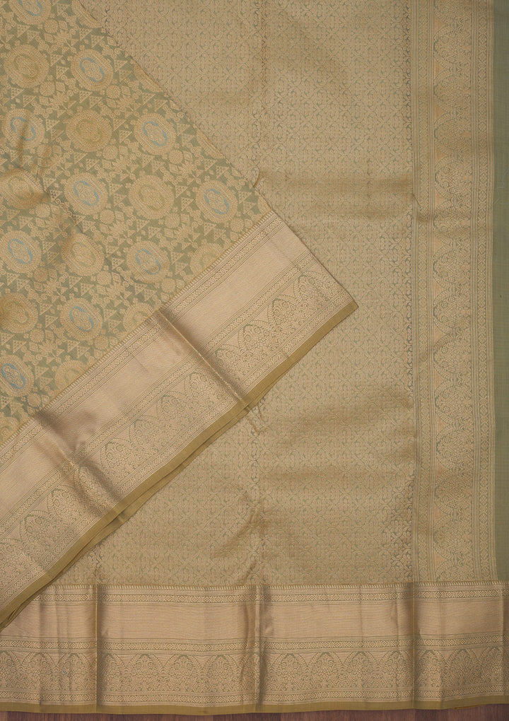 Pista Green Zariwork Pure Silk Saree