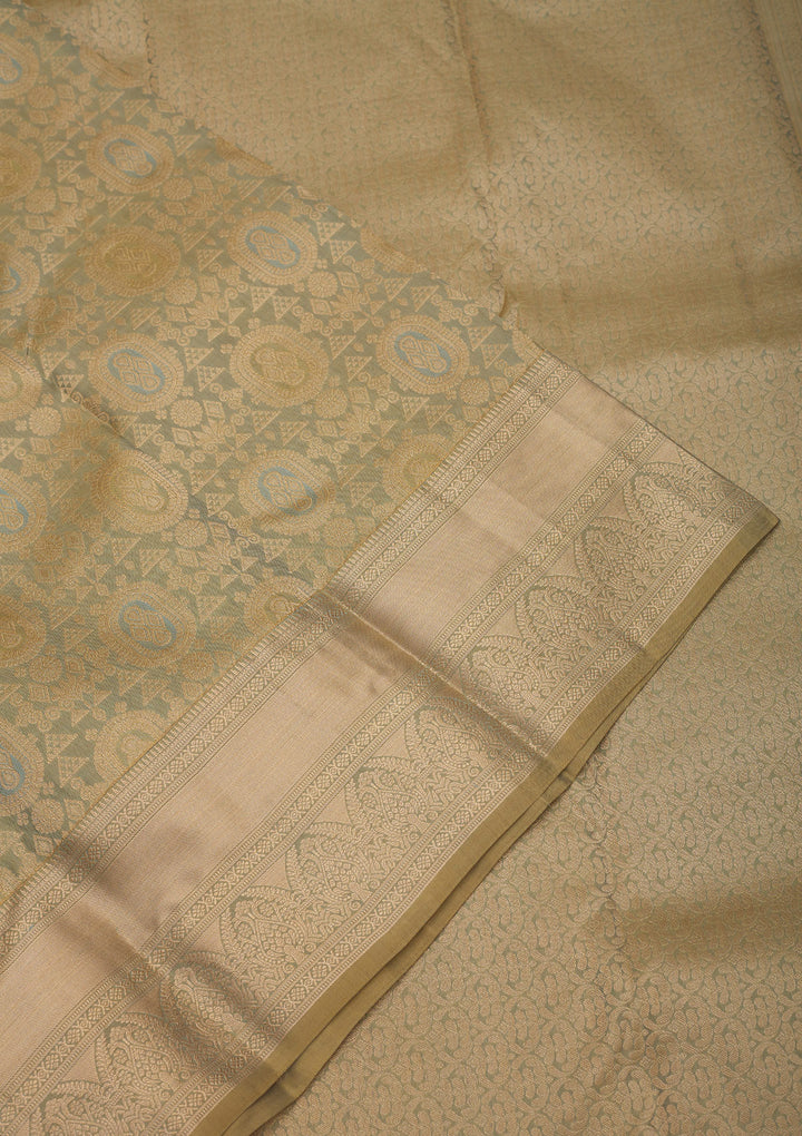 Pista Green Zariwork Pure Silk Saree