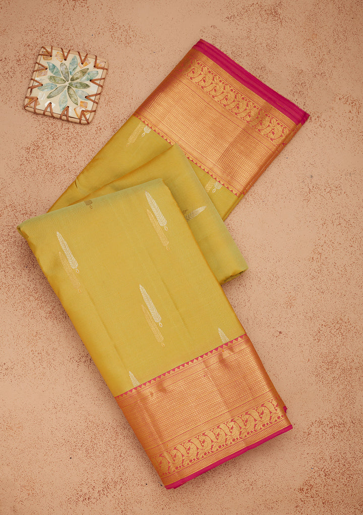 Pista Green Zariwork Pure Silk Saree