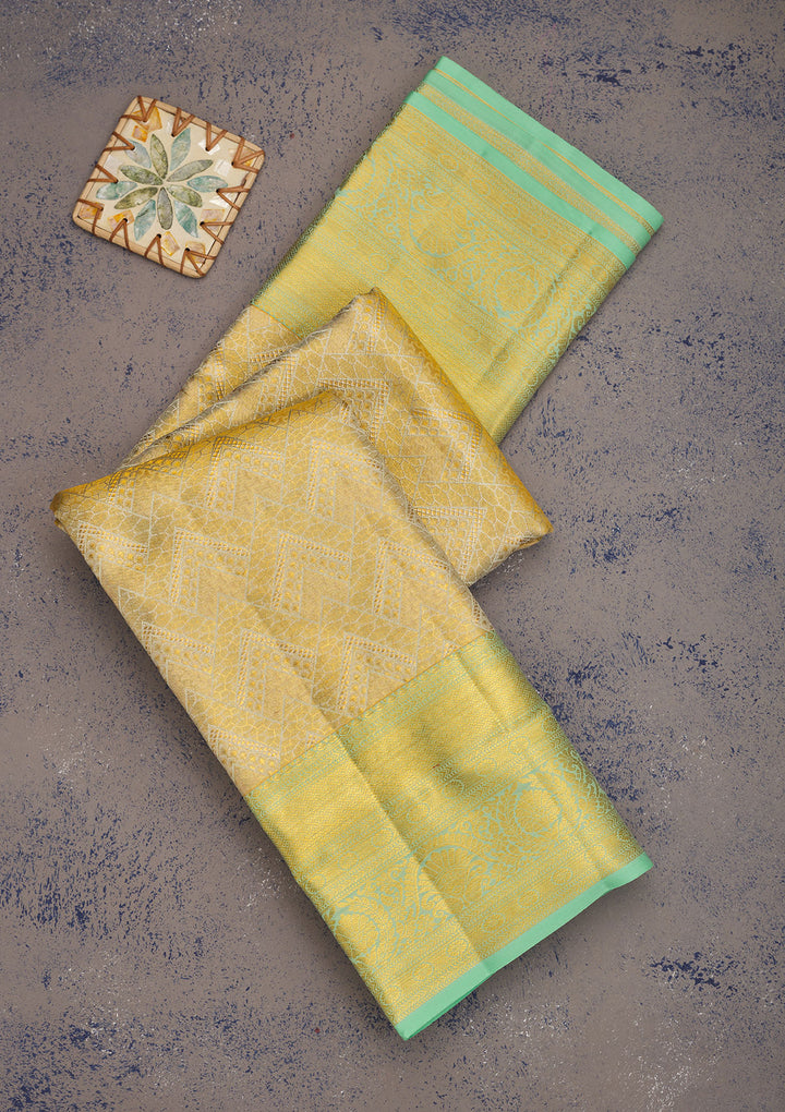 Pista Green Zariwork Pure Silk Saree