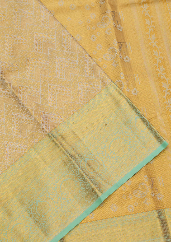 Pista Green Zariwork Pure Silk Saree