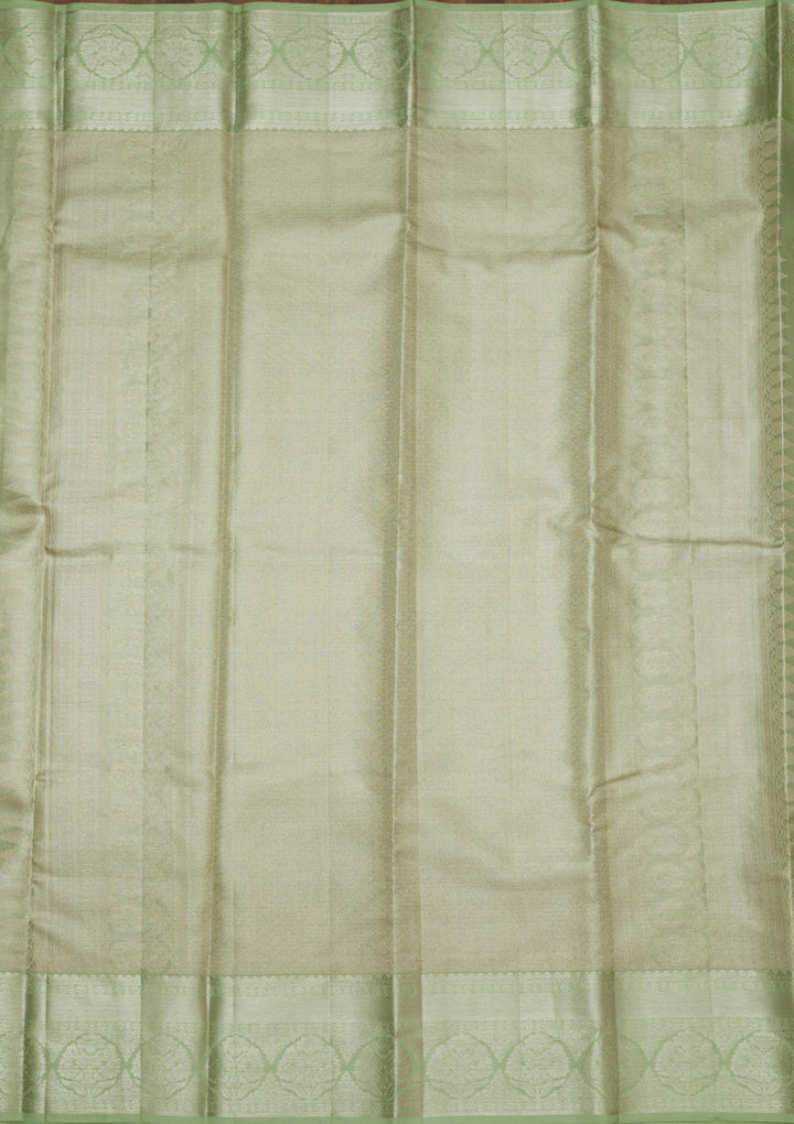 Pista Green Zariwork Pure Silk Saree
