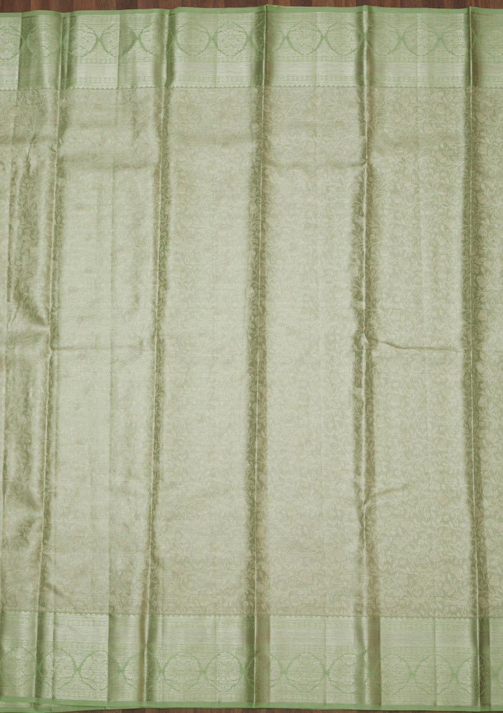 Pista Green Zariwork Pure Silk Saree