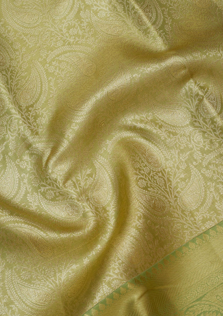Pista Green Zariwork Pure Silk Saree