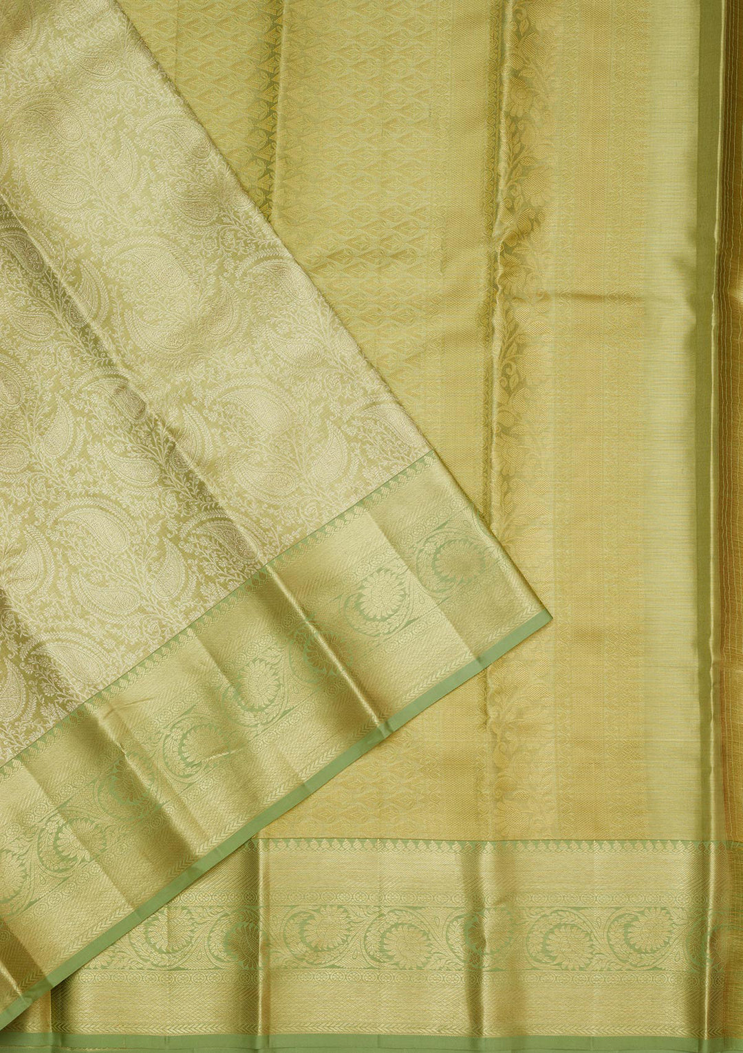 Pista Green Zariwork Pure Silk Saree