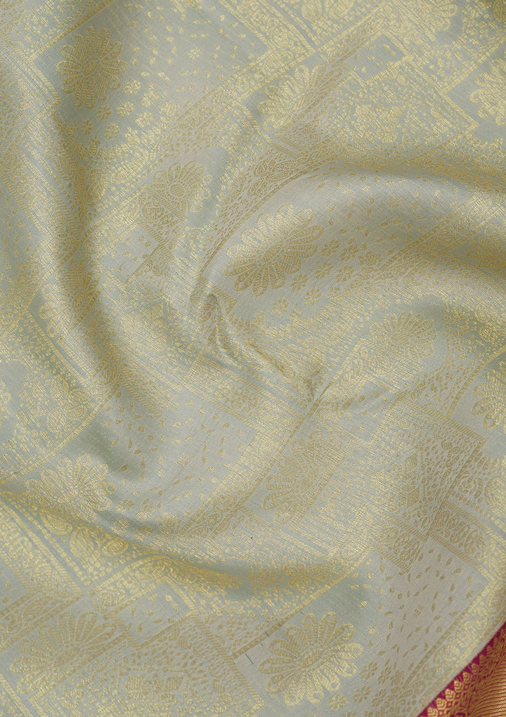 Pista Green Zariwork Pure Silk Saree