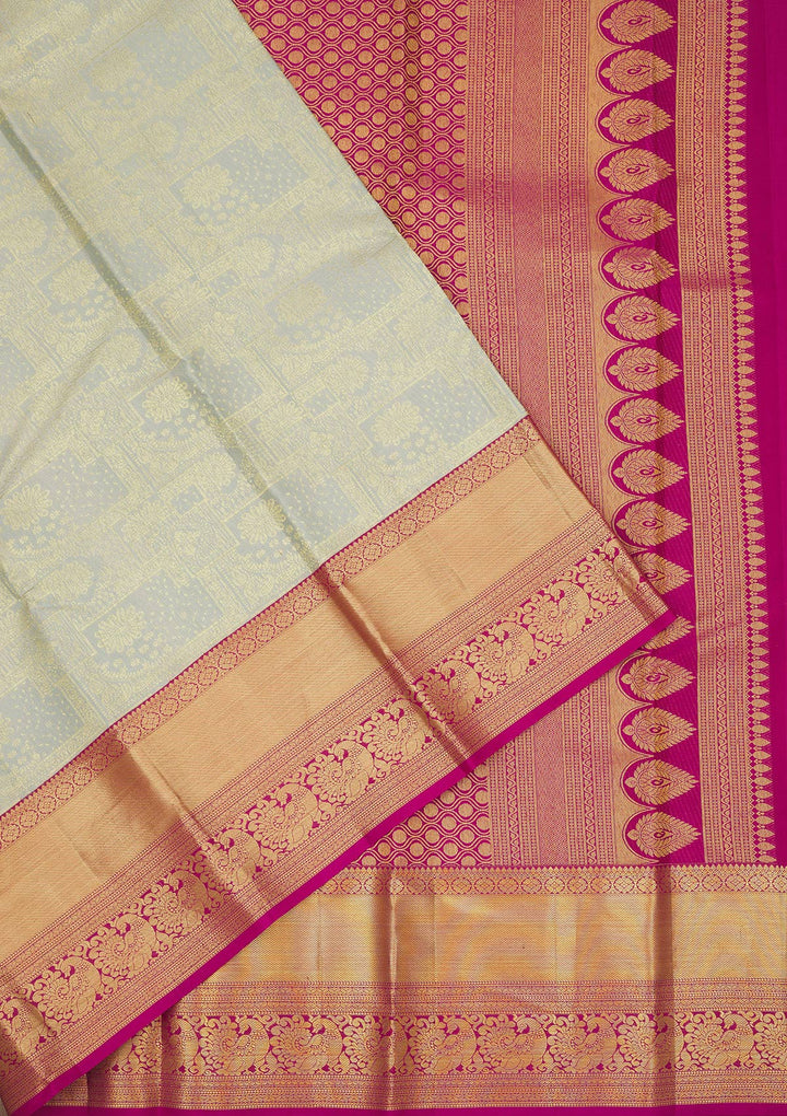Pista Green Zariwork Pure Silk Saree