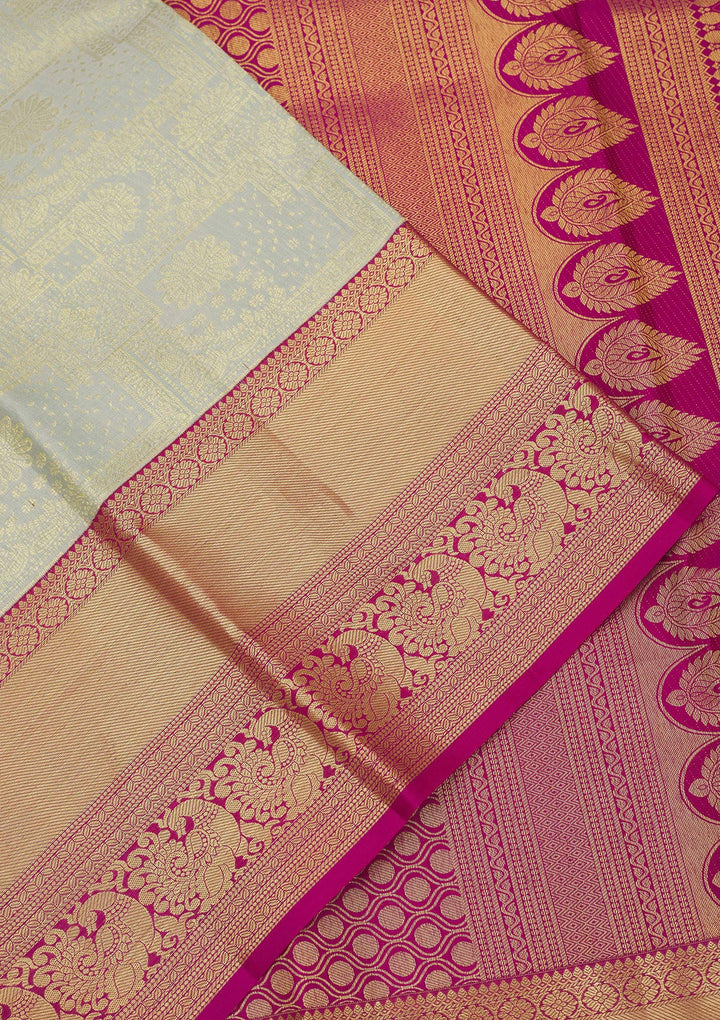 Pista Green Zariwork Pure Silk Saree