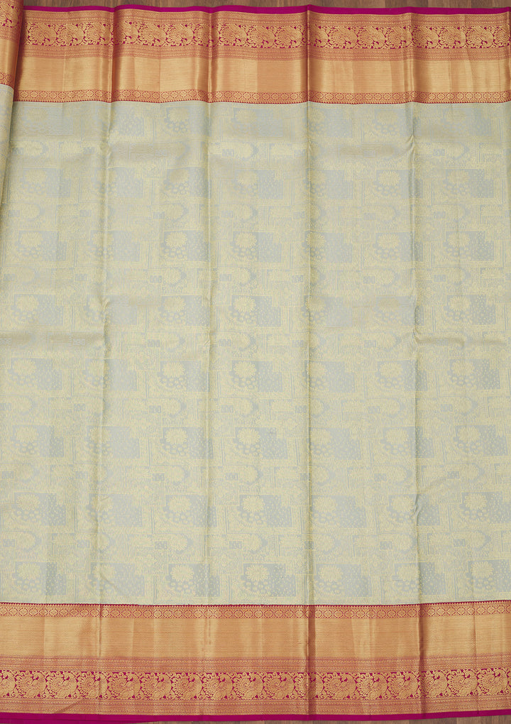 Pista Green Zariwork Pure Silk Saree