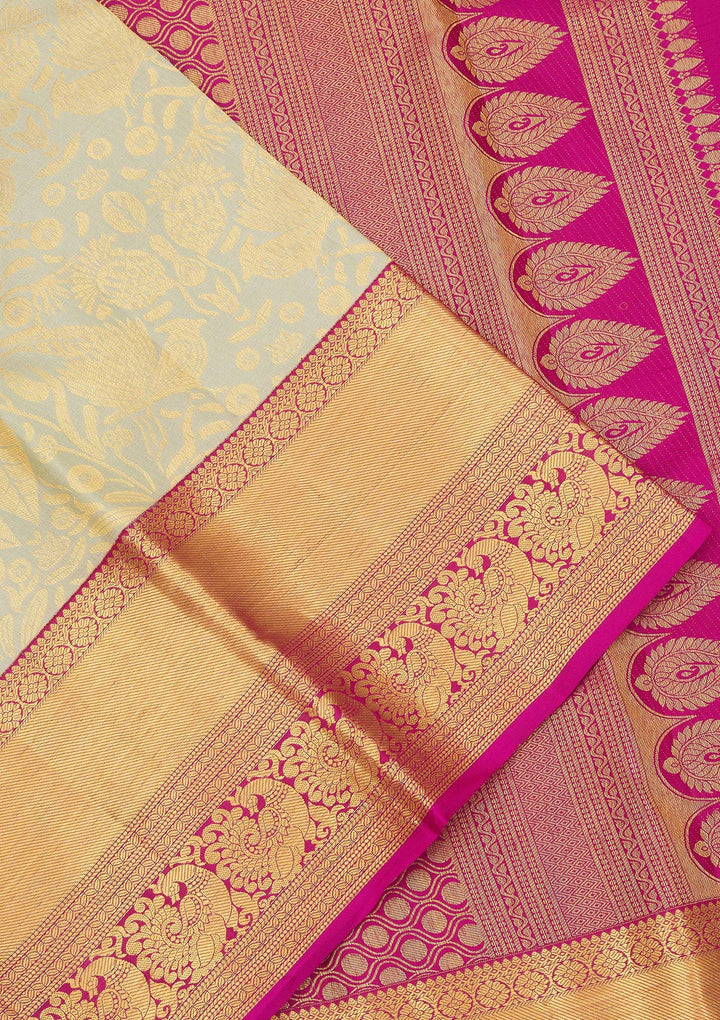 Pista Green Zariwork Pure Silk Saree