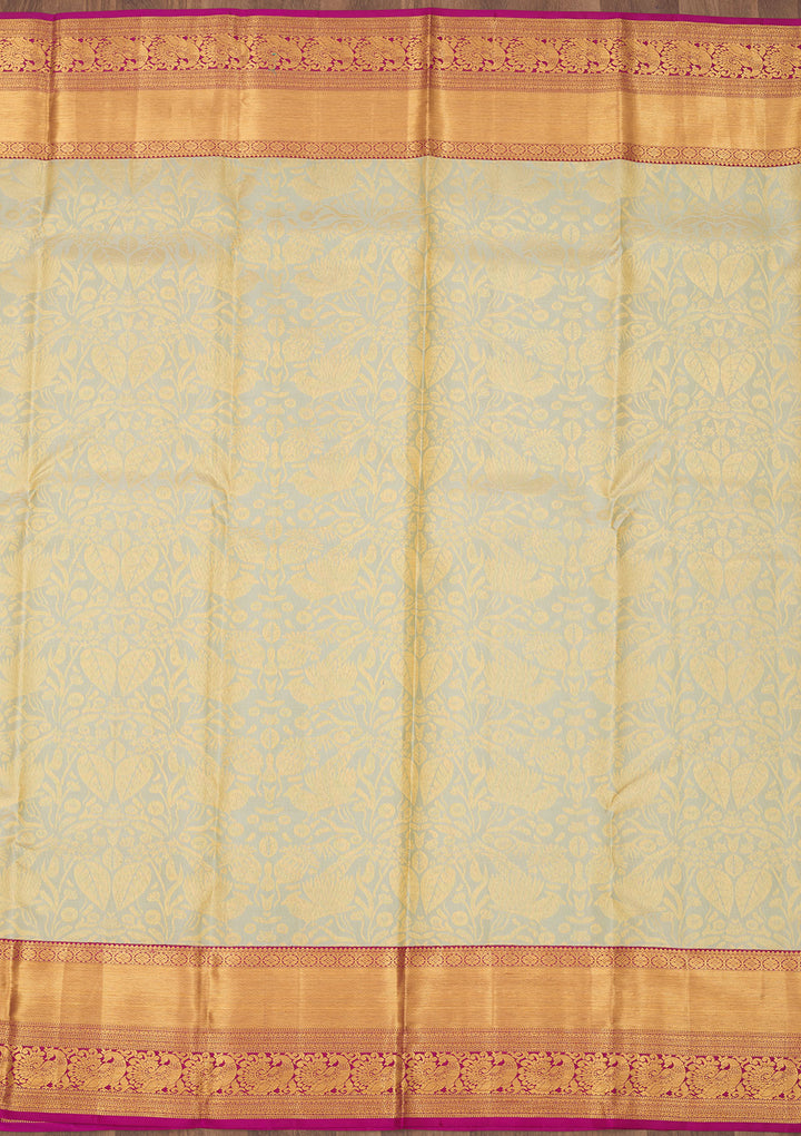 Pista Green Zariwork Pure Silk Saree
