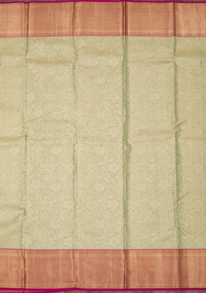 Pista Green Zariwork Pure Silk Saree