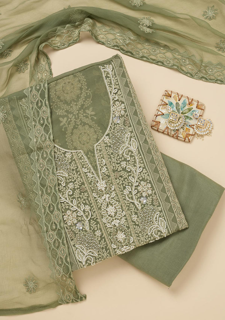 Pista Green Chikankari Georgette Unstitched Salwar Suit