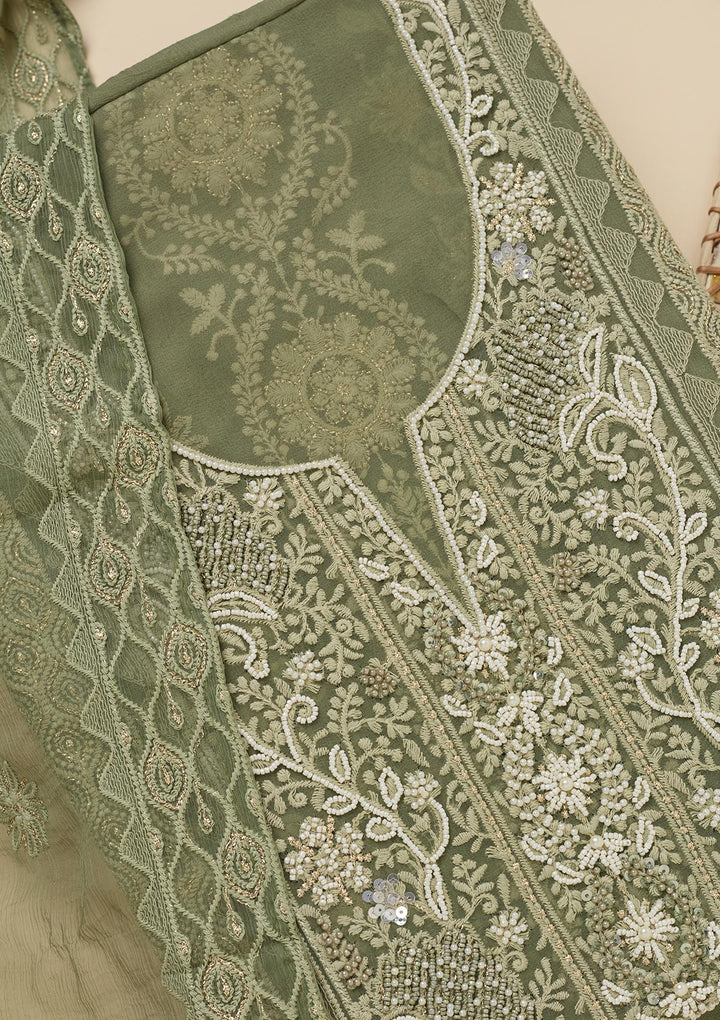 Pista Green Chikankari Georgette Unstitched Salwar Suit