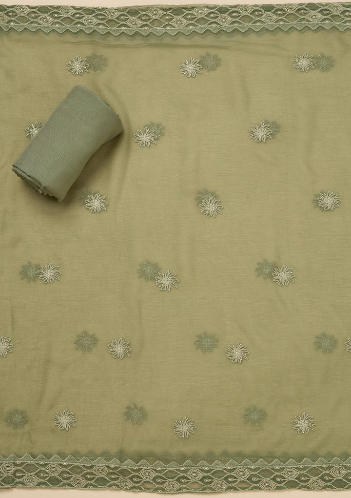 Pista Green Chikankari Georgette Unstitched Salwar Suit