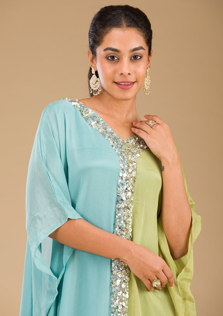 Pista Green Cutdana Georgette Readymade Salwar Suit