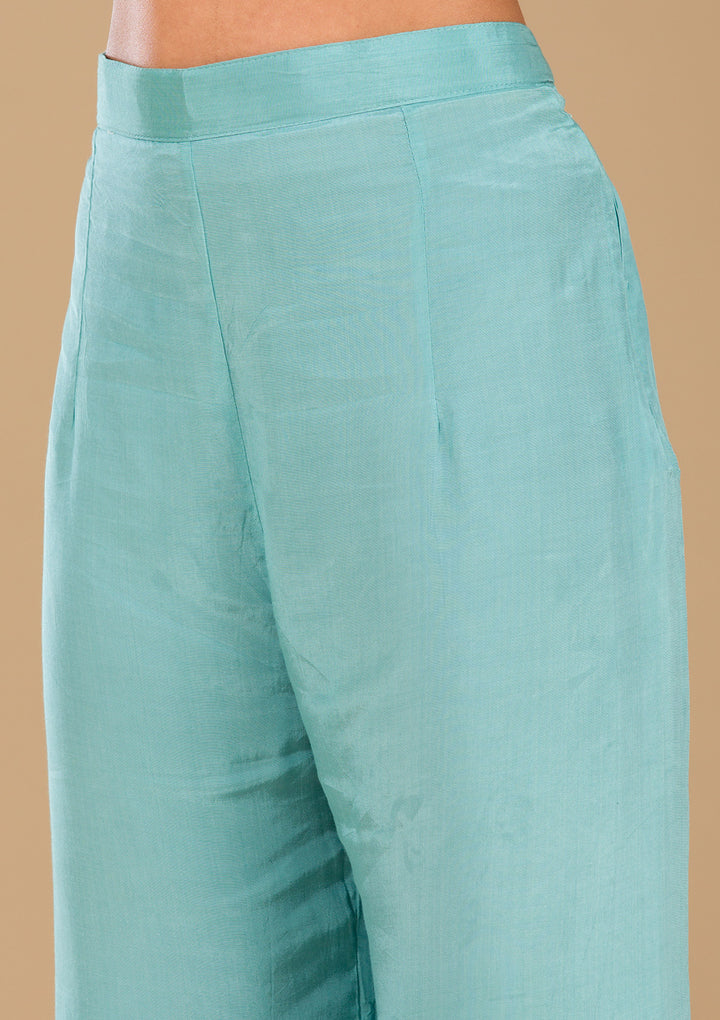 Pista Green Cutdana Georgette Readymade Salwar Suit