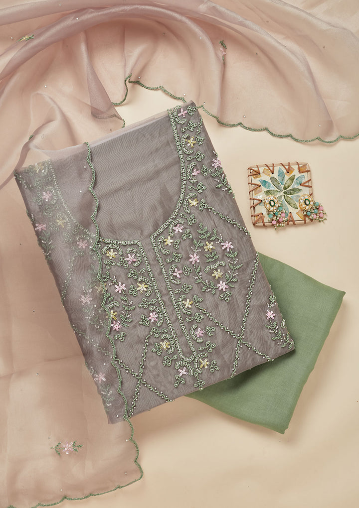 Pista Green Cutdana Georgette Unstitched Salwar Suit