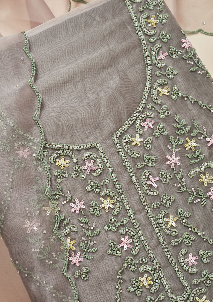 Pista Green Cutdana Georgette Unstitched Salwar Suit