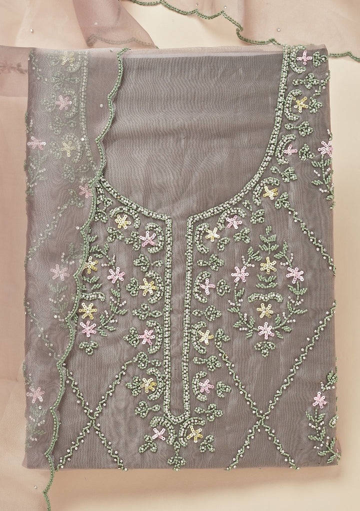 Pista Green Cutdana Georgette Unstitched Salwar Suit