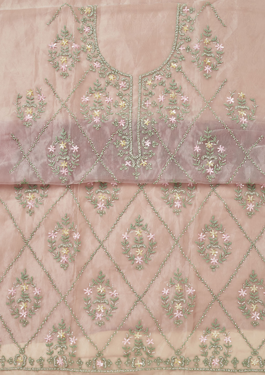 Pista Green Cutdana Georgette Unstitched Salwar Suit