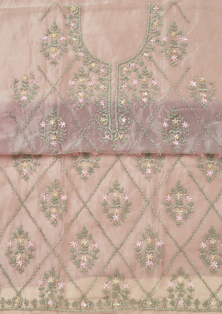 Pista Green Cutdana Georgette Unstitched Salwar Suit