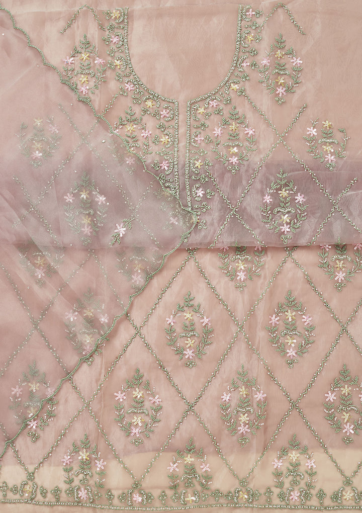 Pista Green Cutdana Georgette Unstitched Salwar Suit