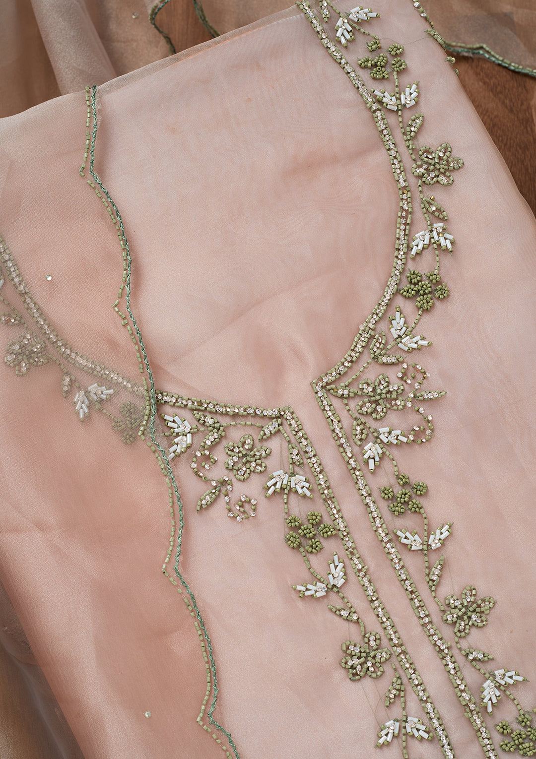 Pista Green Cutdana Georgette Unstitched Salwar Suit