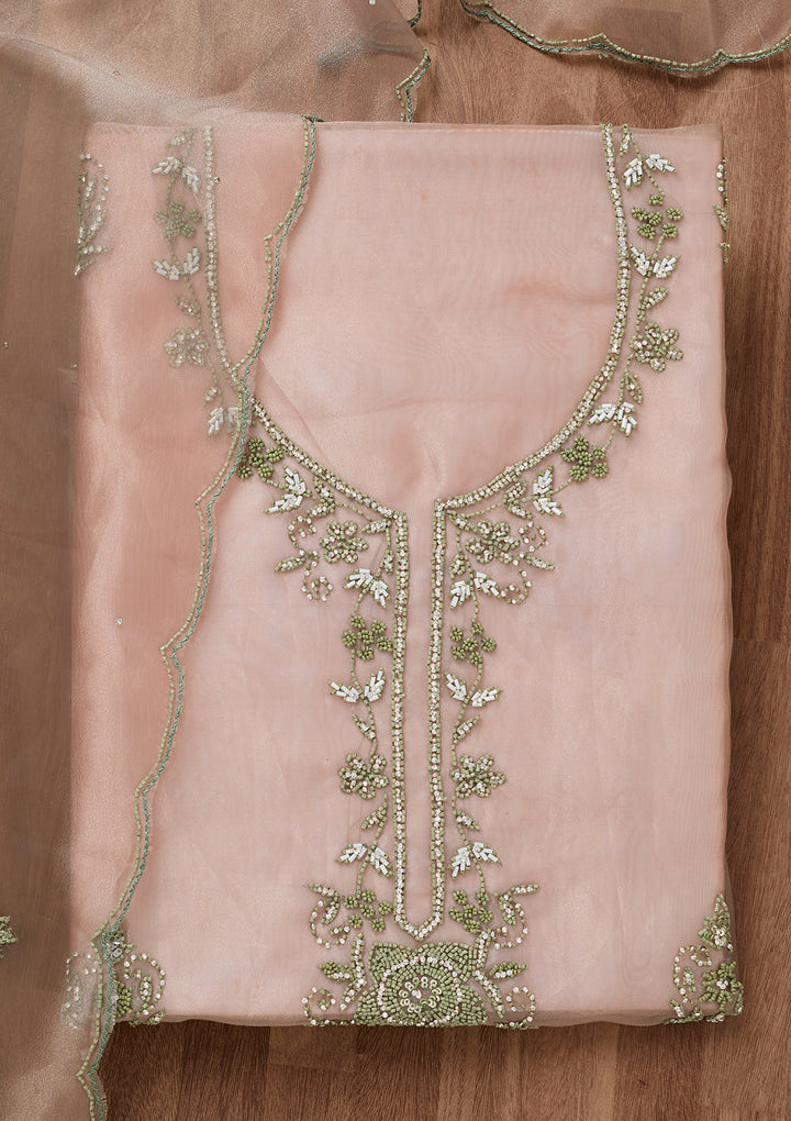 Pista Green Cutdana Georgette Unstitched Salwar Suit