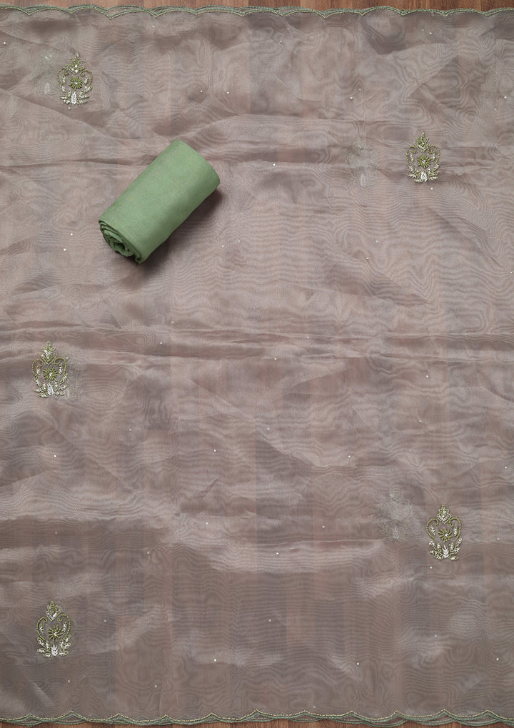 Pista Green Cutdana Georgette Unstitched Salwar Suit