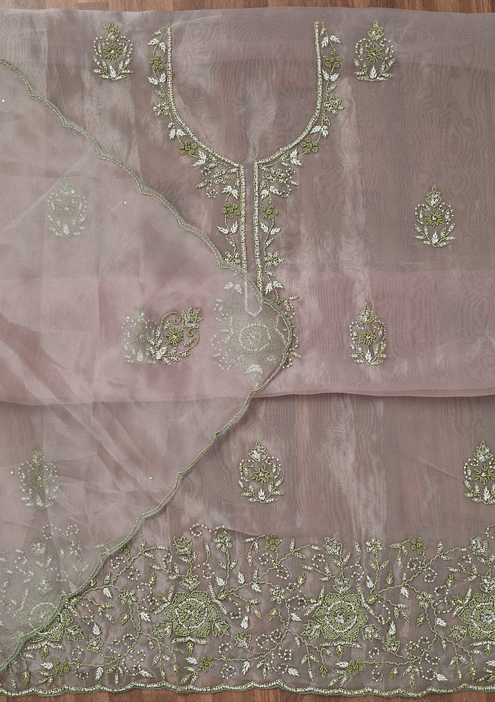 Pista Green Cutdana Georgette Unstitched Salwar Suit