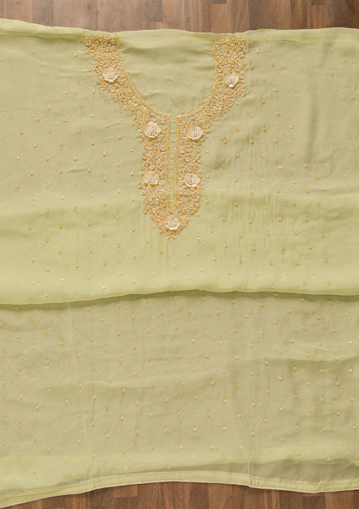 Pista Green Cutdana Tissue Unstitched Salwar Suit
