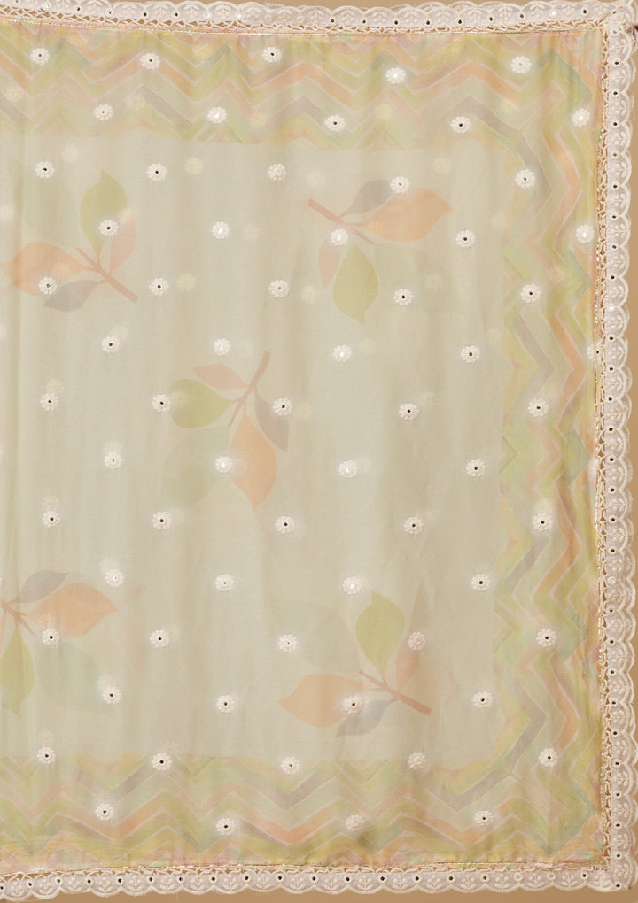 Pista Green Cutwork Cotton Readymade Salwar Suit