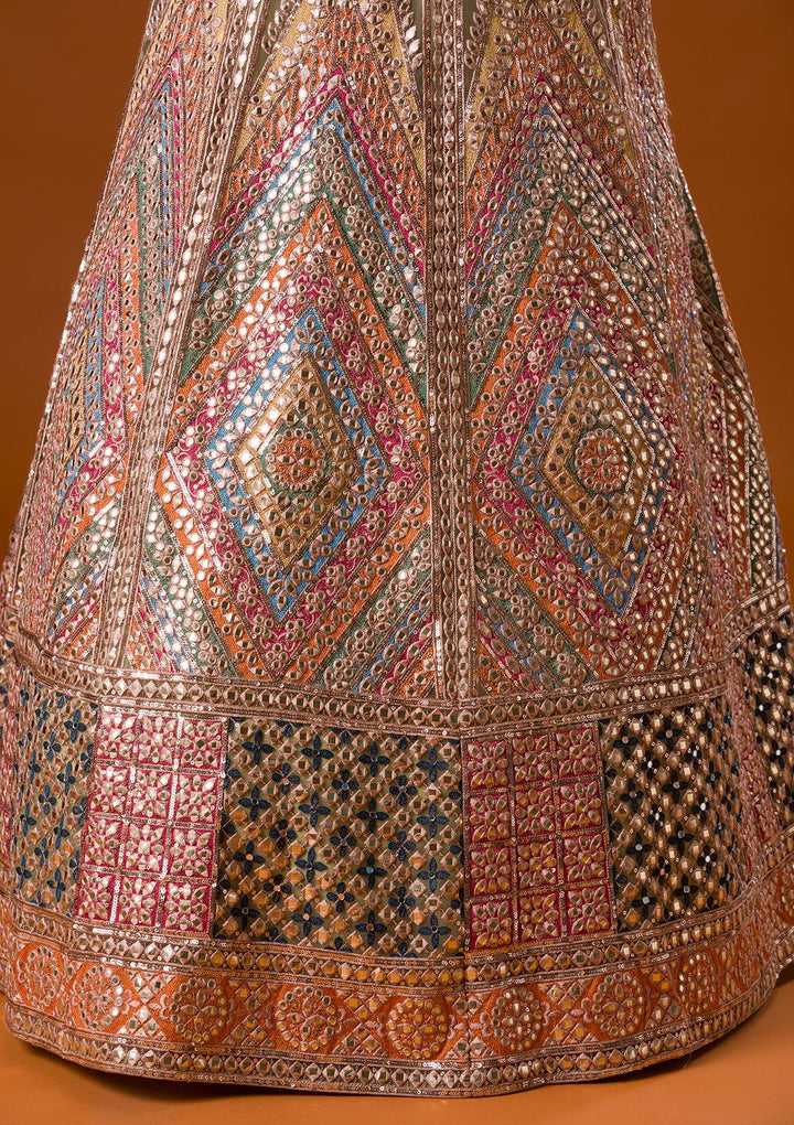Pista Green Gotapatti Net Readymade Lehenga