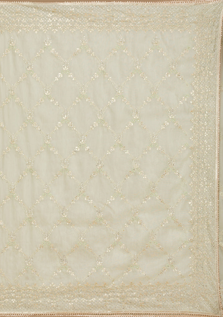 Pista Green Gotapatti Tissue Saree-Koskii
