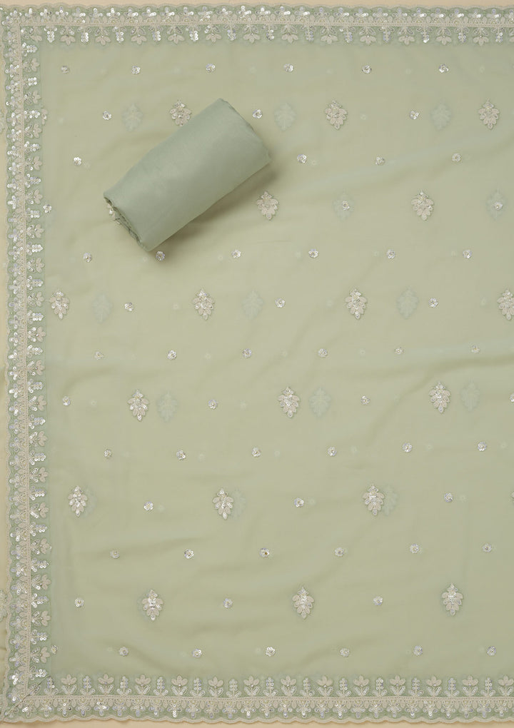 Pista Green Sequins Georgette Unstitched Salwar Suit