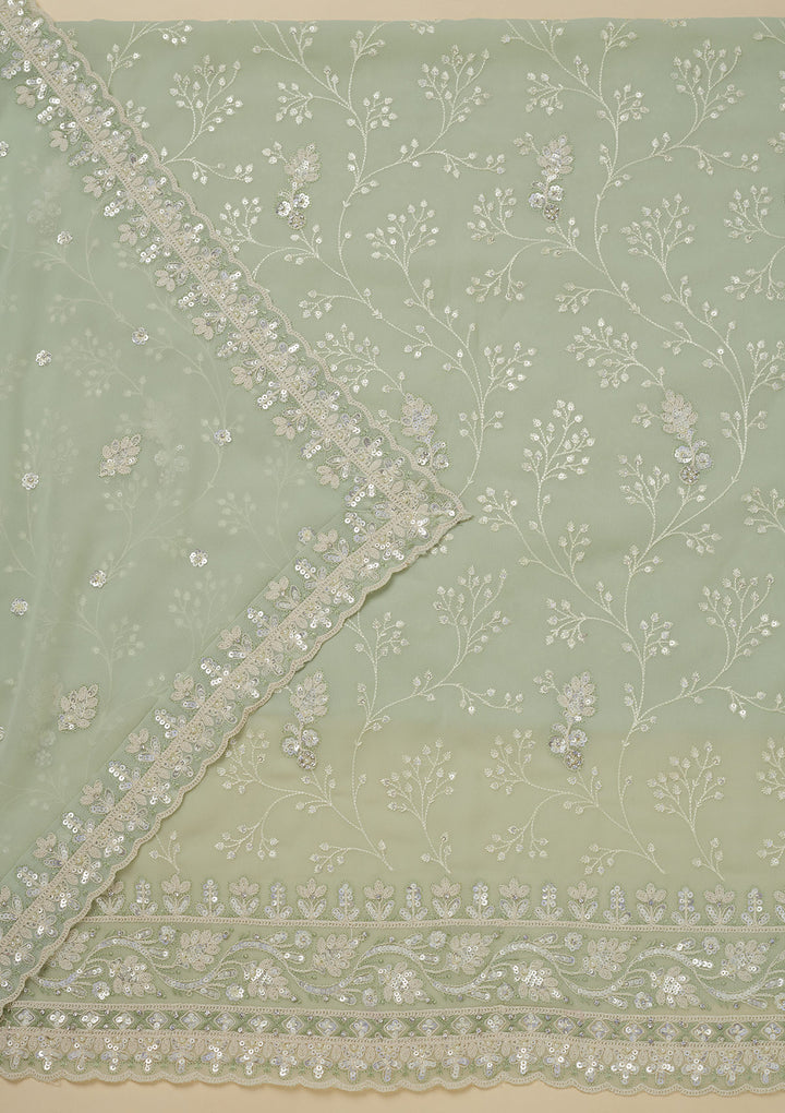 Pista Green Sequins Georgette Unstitched Salwar Suit