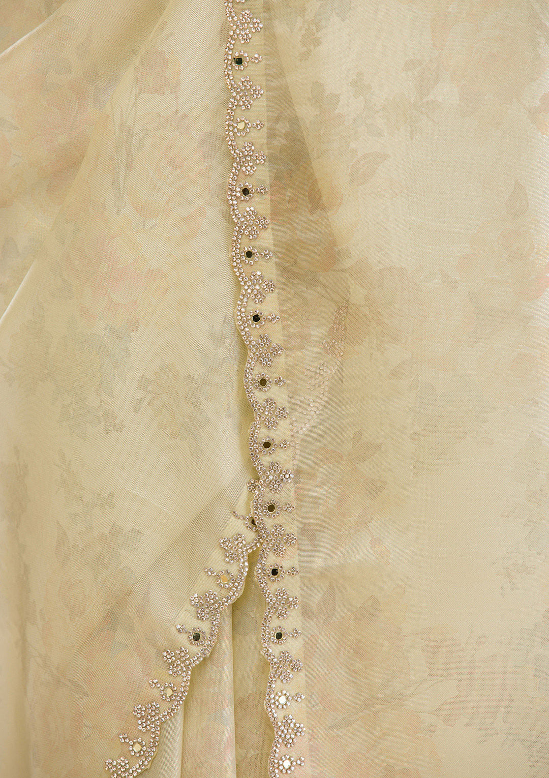 Pista Green Stonework Tissue Saree