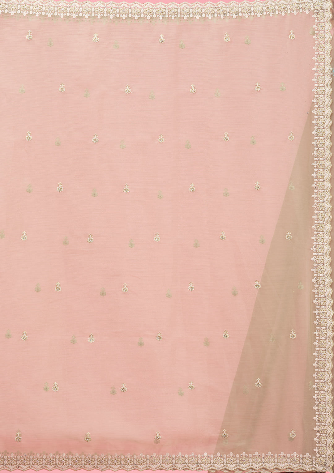 Pista Green Threadwork Chiffon Saree