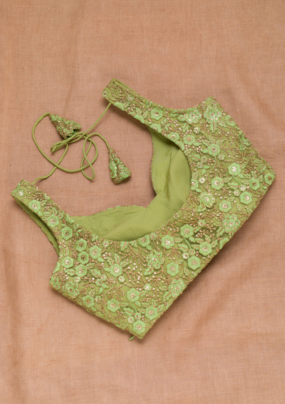 Pista Green Threadwork Net Blouse