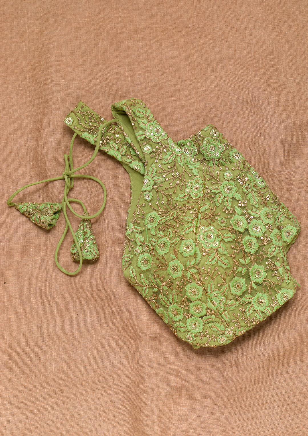 Pista Green Threadwork Net Blouse
