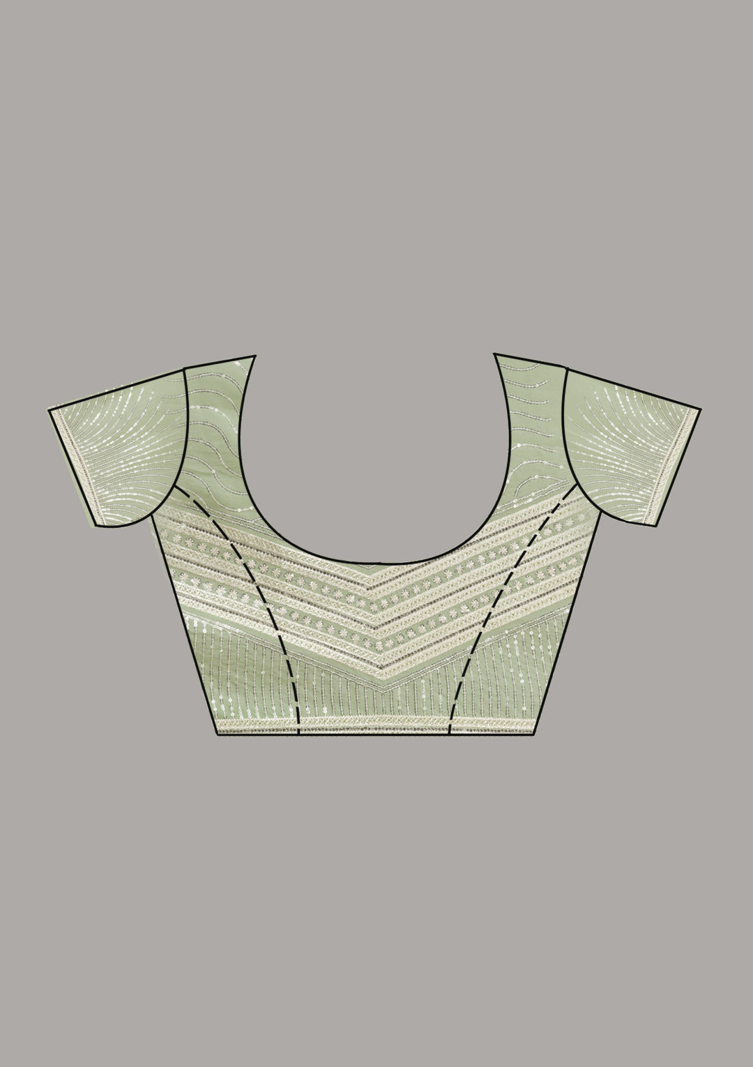 Pista Green Threadwork Organza Saree