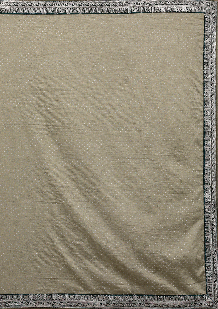 Pista Green Threadwork Raw Silk Saree