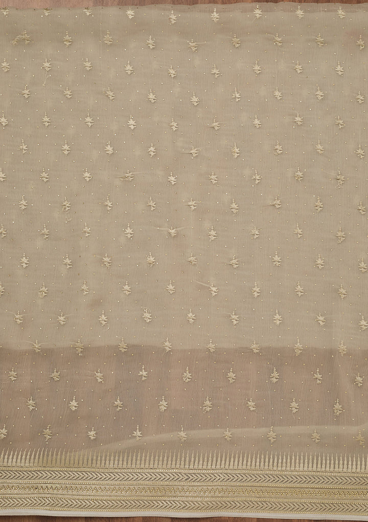 Pista Green Threadwork Tissue Unstitched Salwar Suit