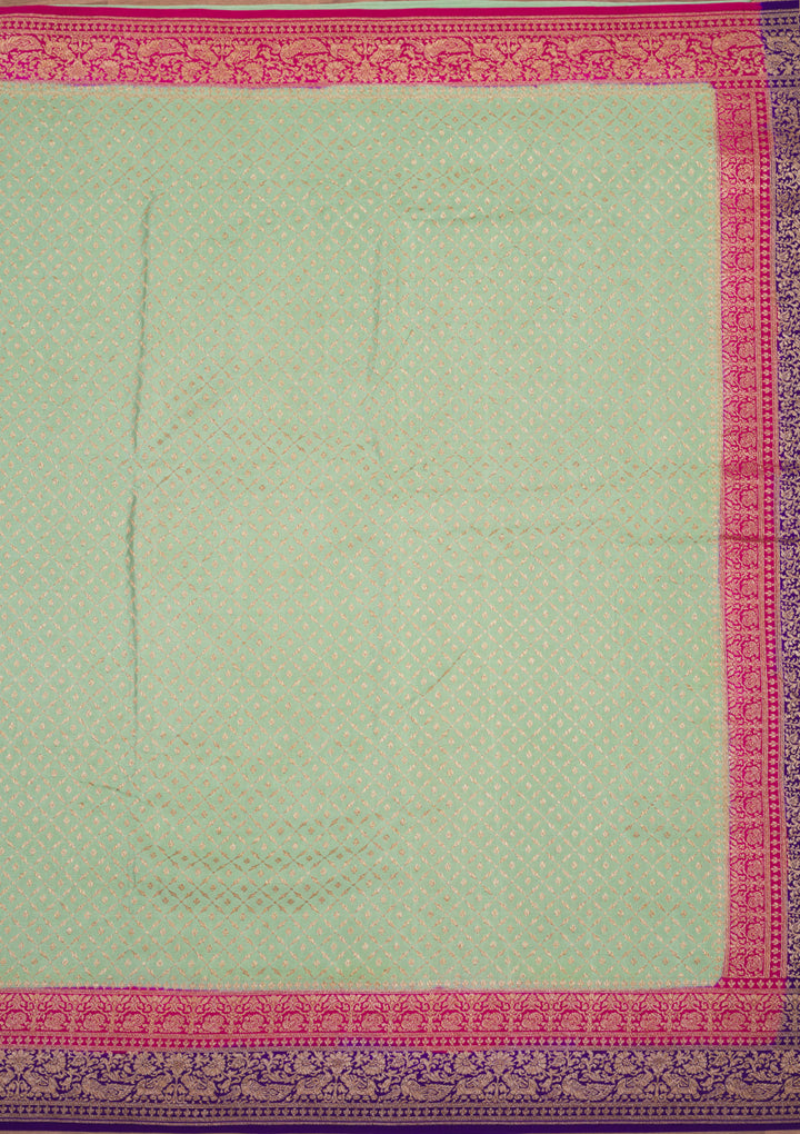 Pista Green Zariwork Art Silk Saree