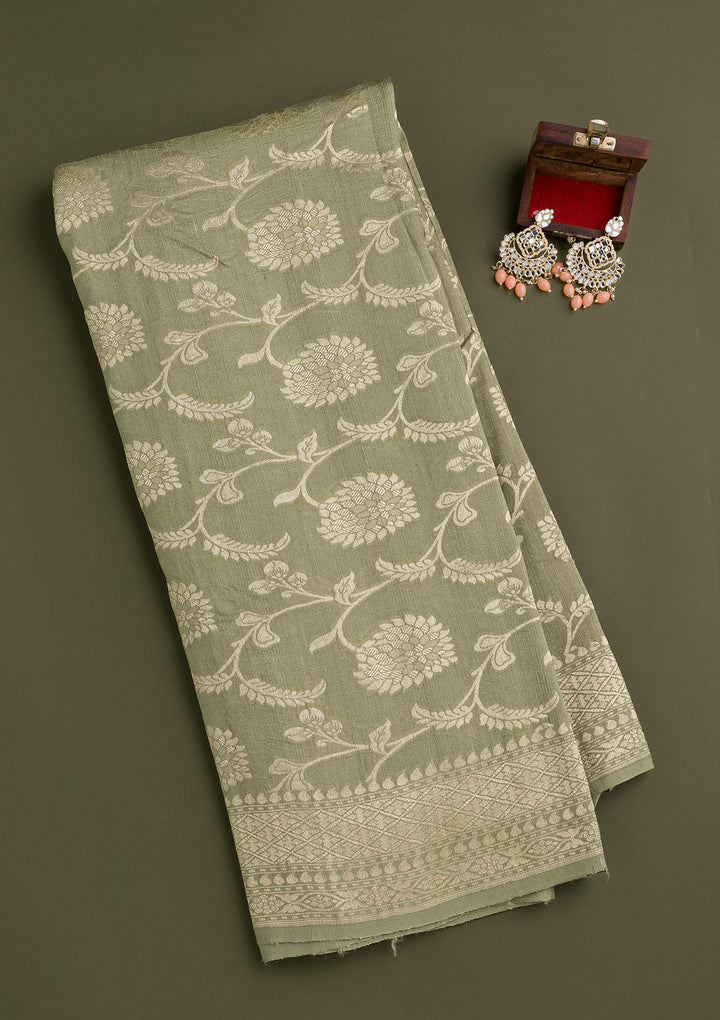 Pista Green Zariwork Pure Silk Saree